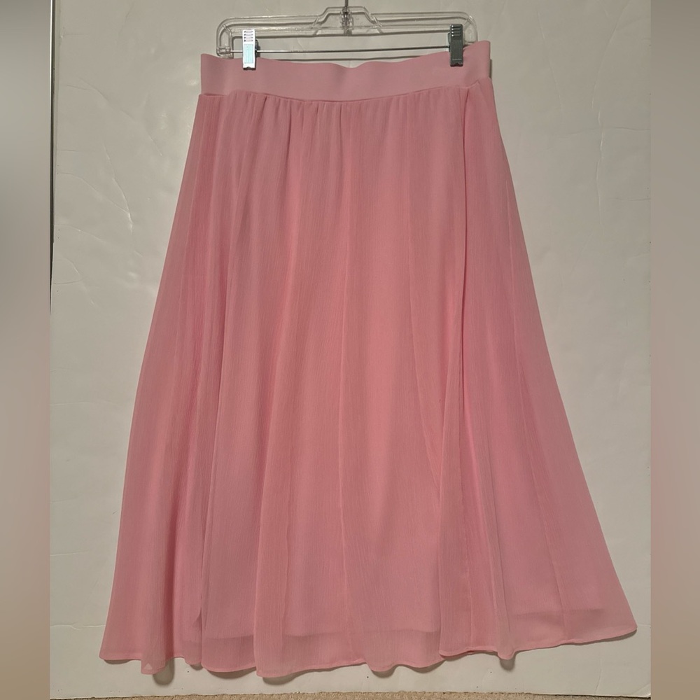 Pink Chiffon Tea Length Lined Skirt by Ruby Rd